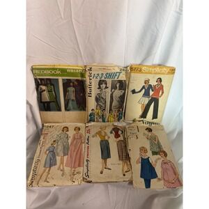 VTG Lot Of 1950S 1960S Dresses Pants Suits Robes Maternity Sewing Patterns Set 6